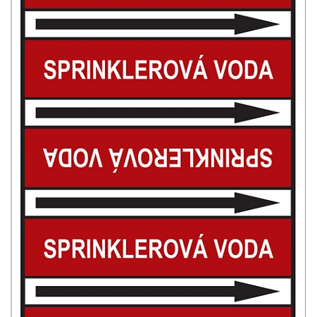 Značení potrubí, sprinklerová voda